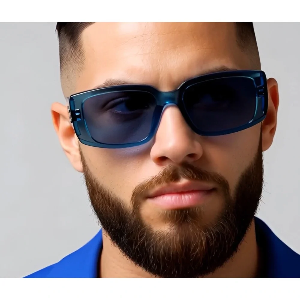 Blue Rectangle Sunglasses Trendy Fashion Frames UV400 Protection Lentes‎ Gafas
